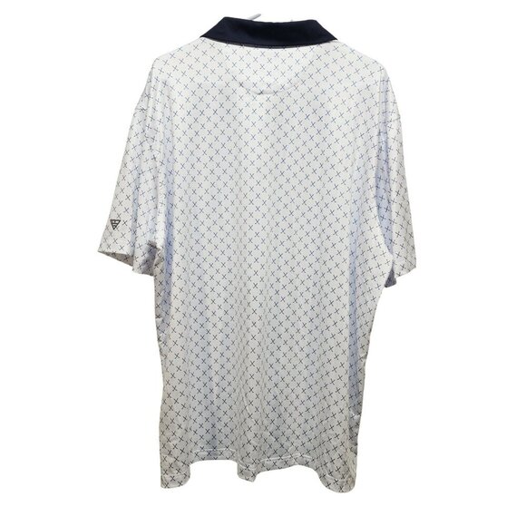 Maelreg Mens Performance Polo Shirt 2XL White & Blue Cross Pattern - Picture 3 of 8